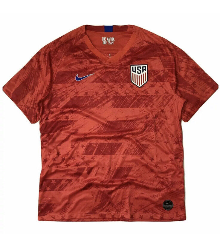 Nike USA Stadium 2019 Men's Away Soccer USMNT Jersey S Red AJ4355-689