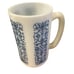 Vintage (4) Embossed Blue Flower Scroll Milk Glass Mugs Tall Handle Pyrex