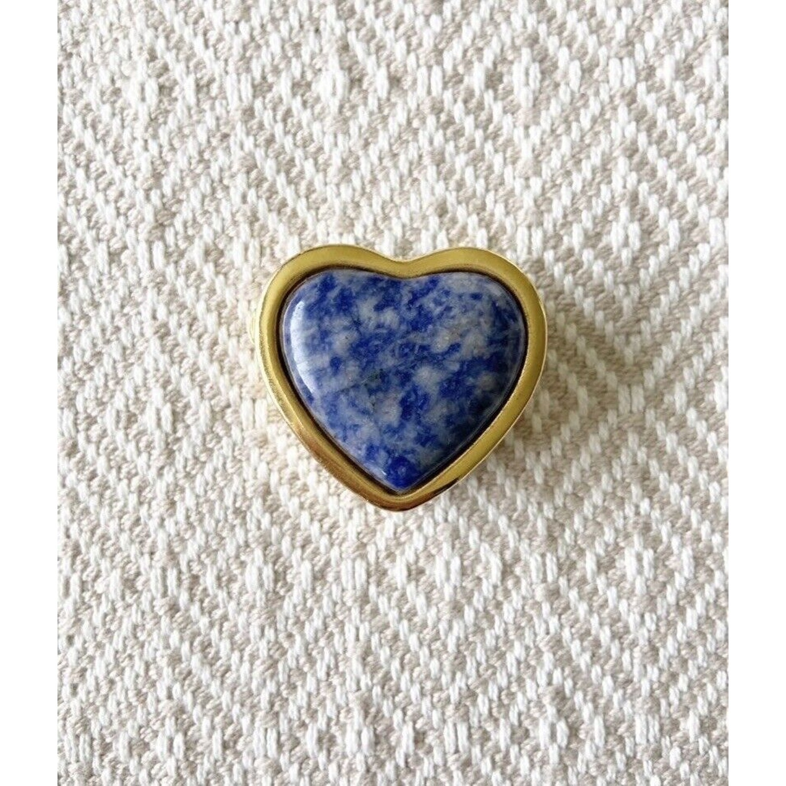 Sodalite Stone Heart Shaped Pill Box Vintage