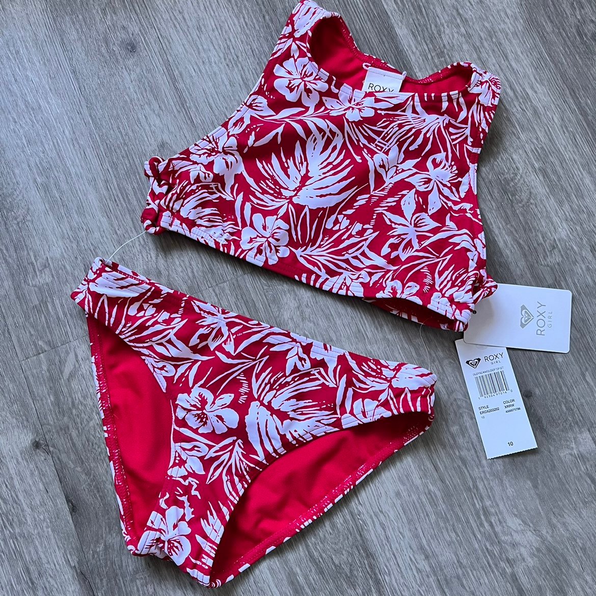 NWT ROXY Enjoying Waves Crop Top Bikini Set