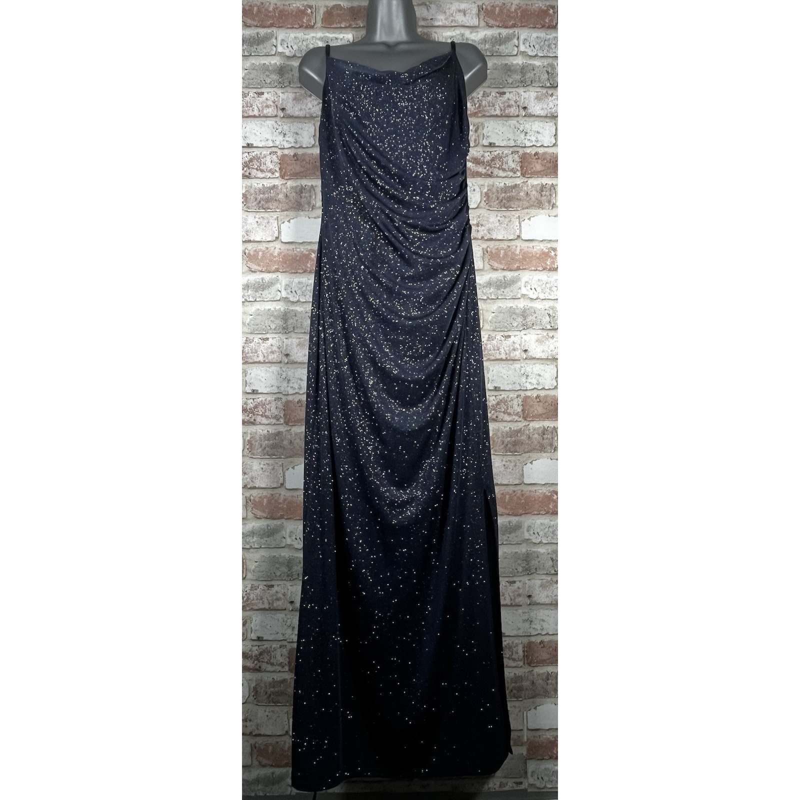 Laundry By Shelli Segal Sz 12 Y2K Navy Sparkle Gown