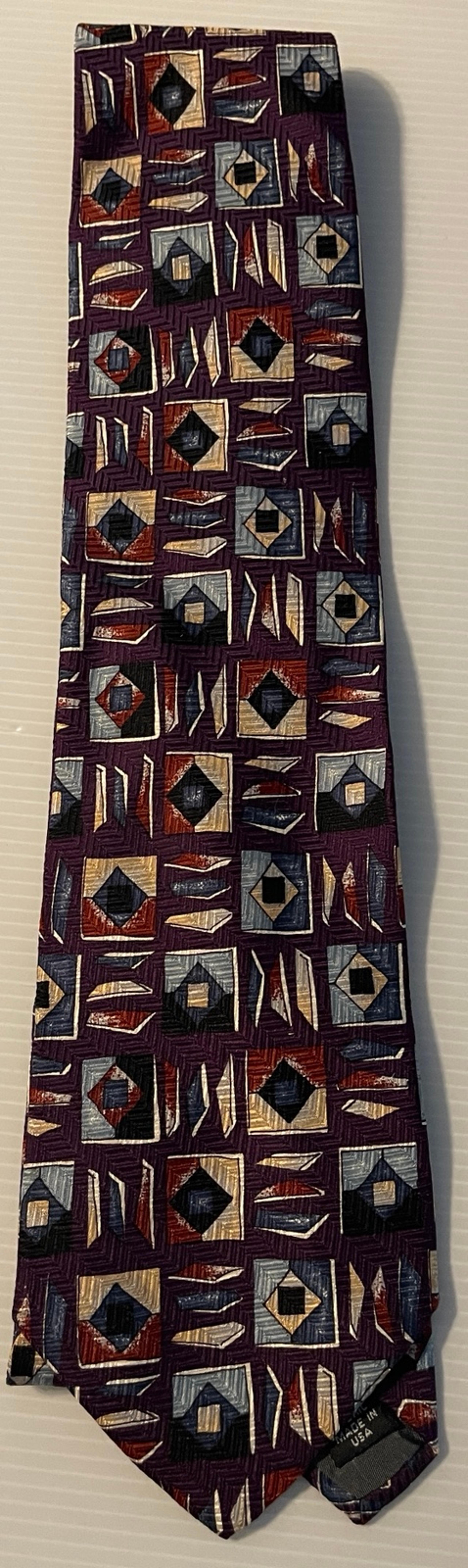 Andrew Fezza Mens Classic Geometric Patterned Pure Italian Silk Tie