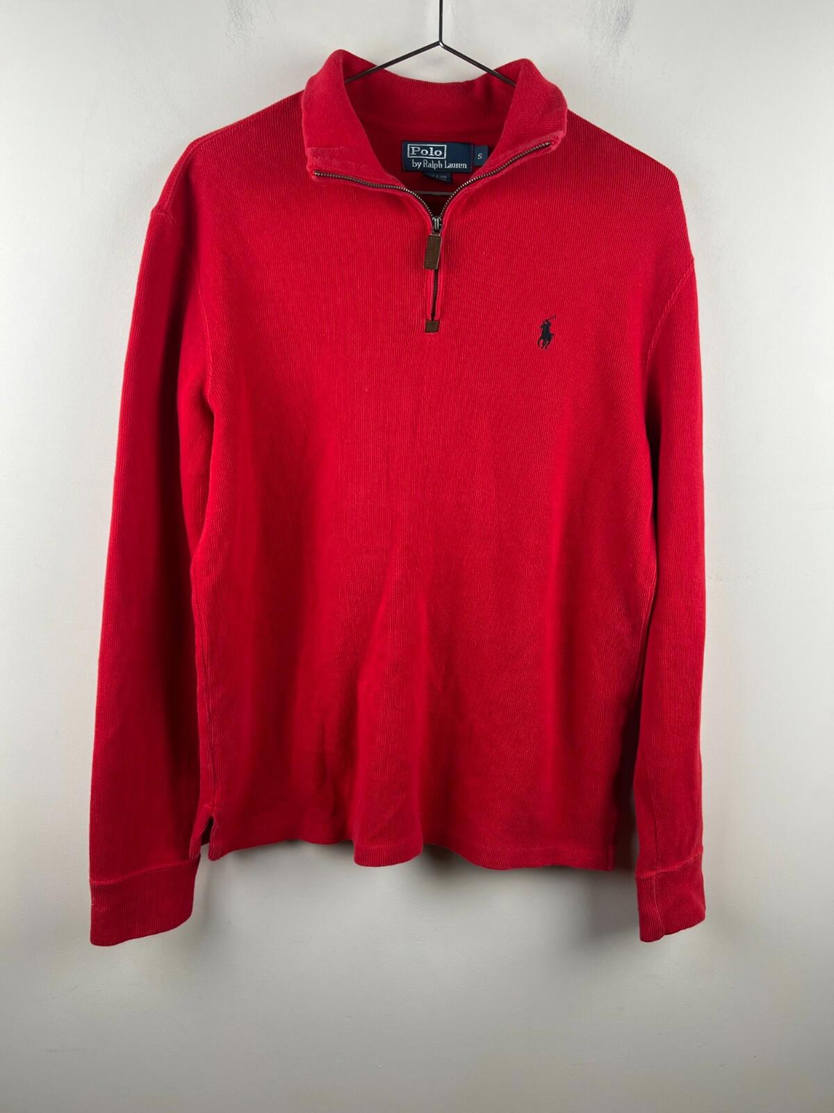 Polo Ralph Lauren 1/4 Zip Red Pullover Sweater Mens S Cotton Knit Classic Fit