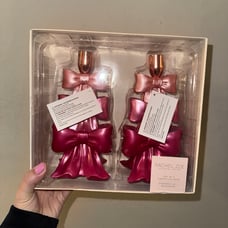 Rachel Zoe Coquette Pink Bow Candle Holders set of 2