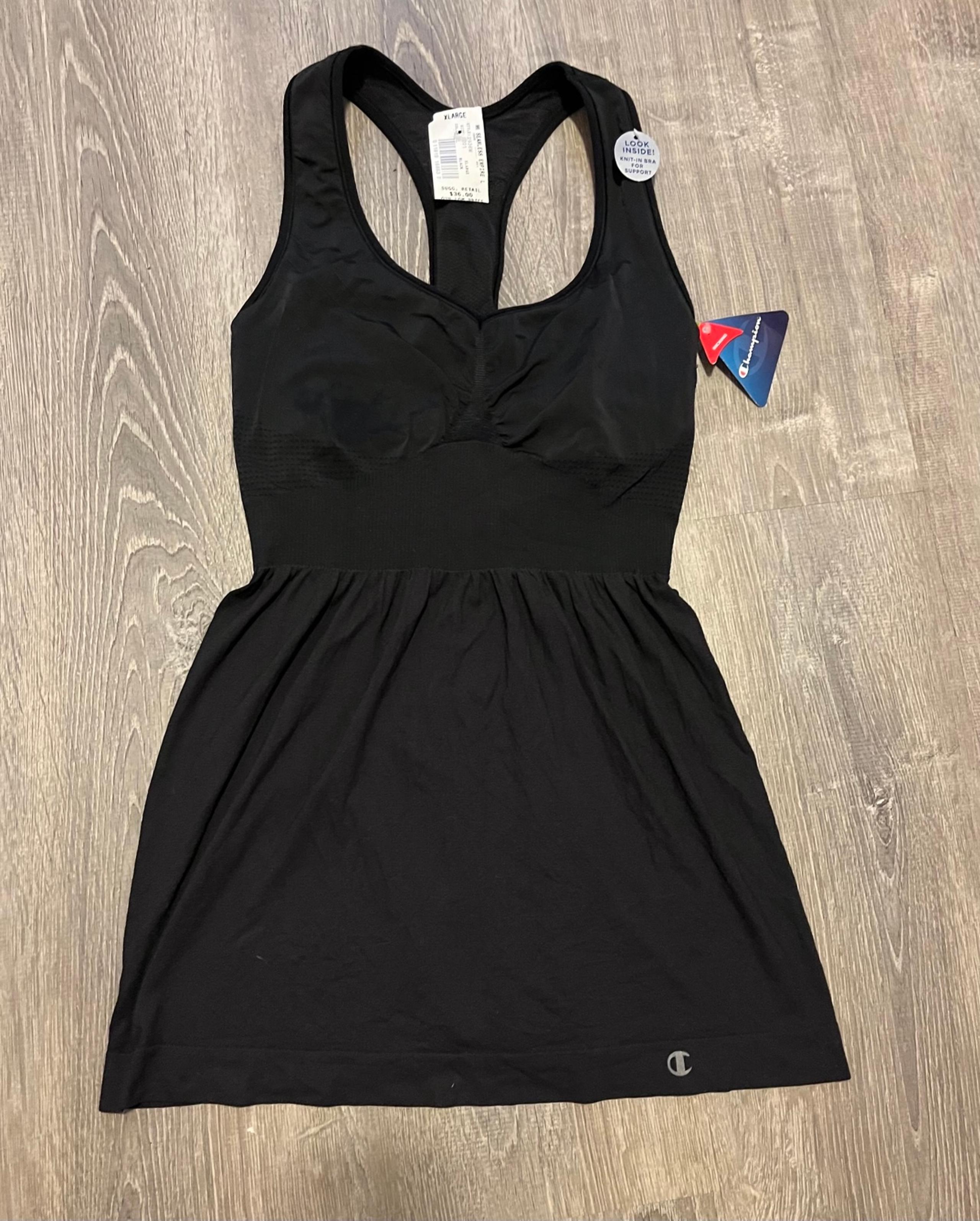 Champion Seamless Empire Black Athletic Tank Top Womens Size XL NWT Knit In Bra