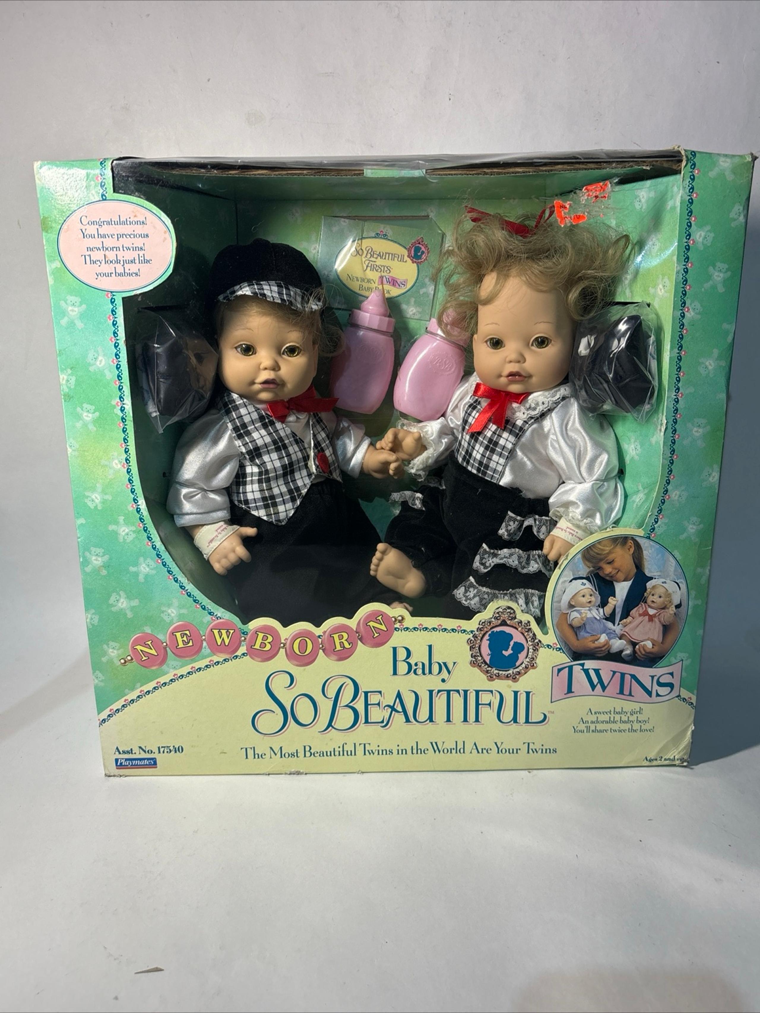 NIB Playmates 1995 Baby So Beautiful Newborn Twins Boy & Girl Baby Dolls