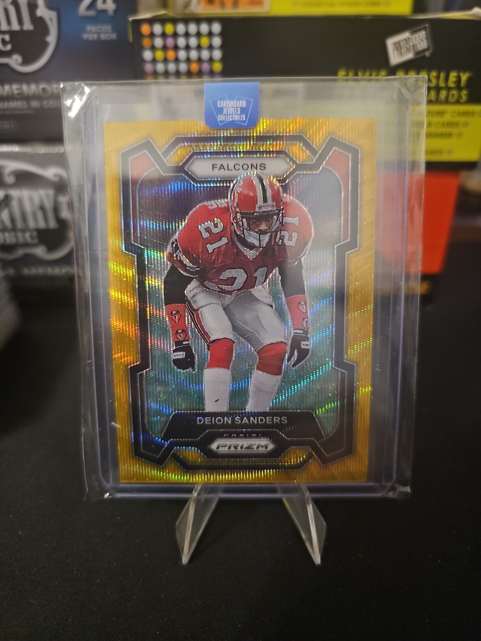 2023 Prizm Deion Sanders Gold Wave Card (Numbered 03/10)