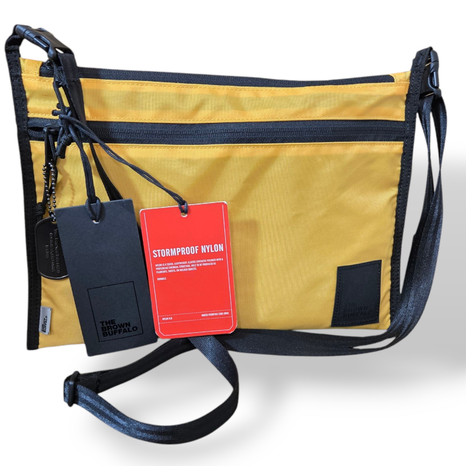 The Brown Buffalo Packersling slim travel bag hiking gorpcore tech sleeve yellow