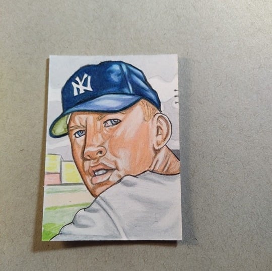 Mickey Mantle Original Sketch Card
