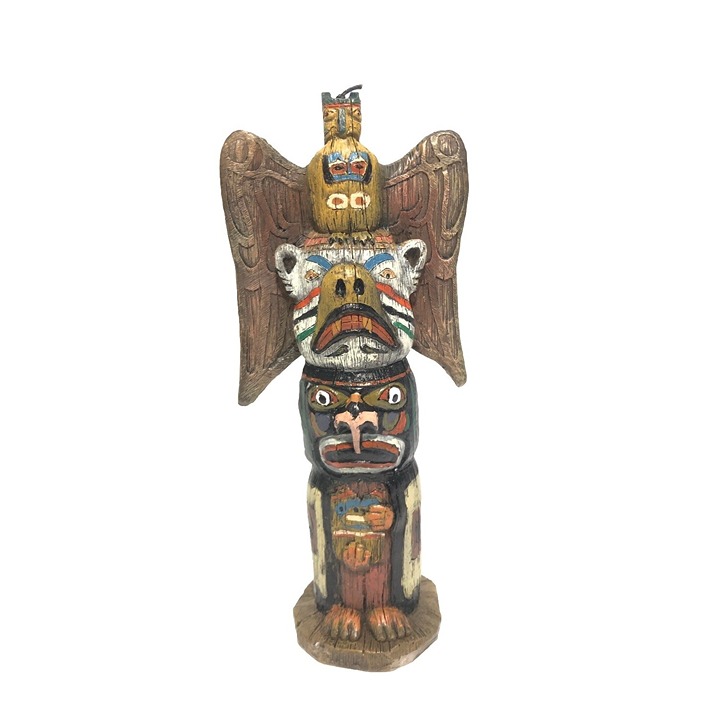 Native American Totem Pole Wax Candle - Pacific NW -Alaskan 8”x4” Hand Painted.