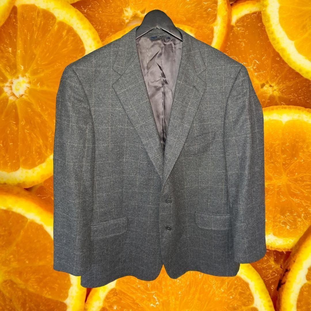 Brooks Brothers Made in Italy Gray Plaid Blazer Size 46R