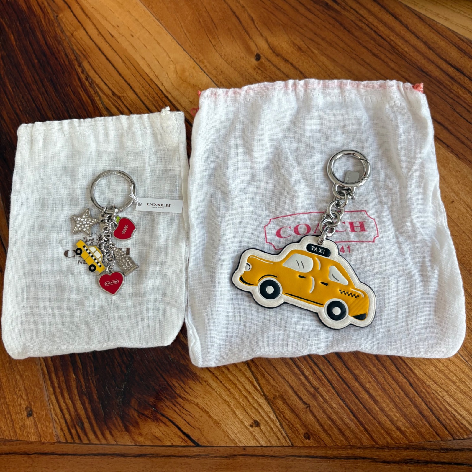 NWT Coach New York Taxi & Charms Keychain Bag Charm Fob Set