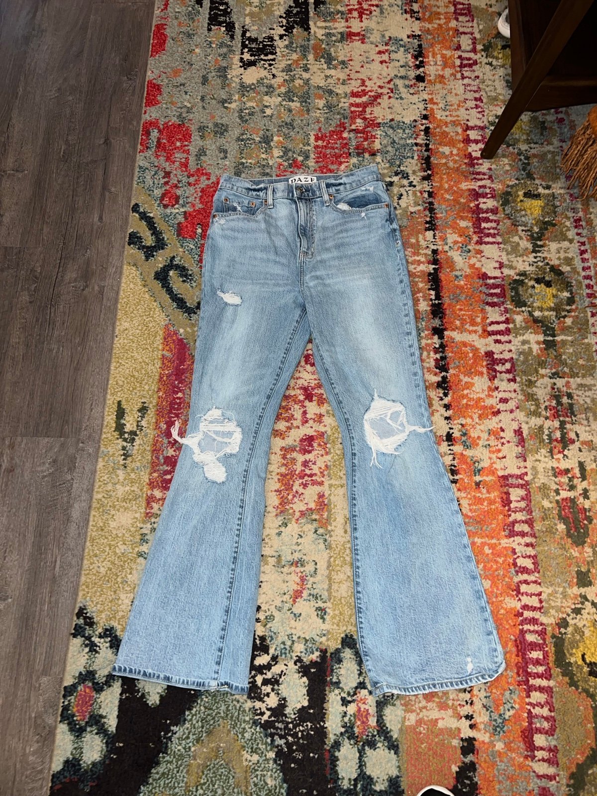 Women's Light Blue Distressed Jeans
