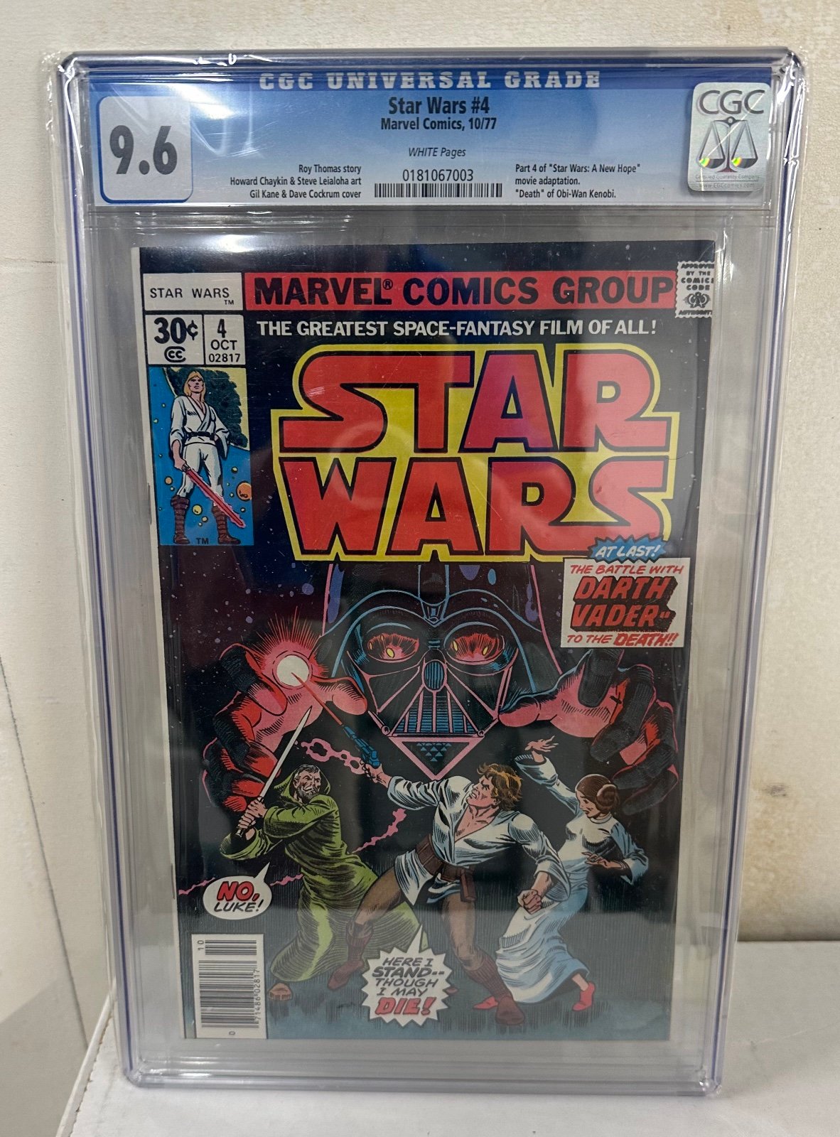 STAR WARS #4 MARVEL COMICS 10/77 CGC 9.6 WHITE PAGES MOVIE ADAPTATION