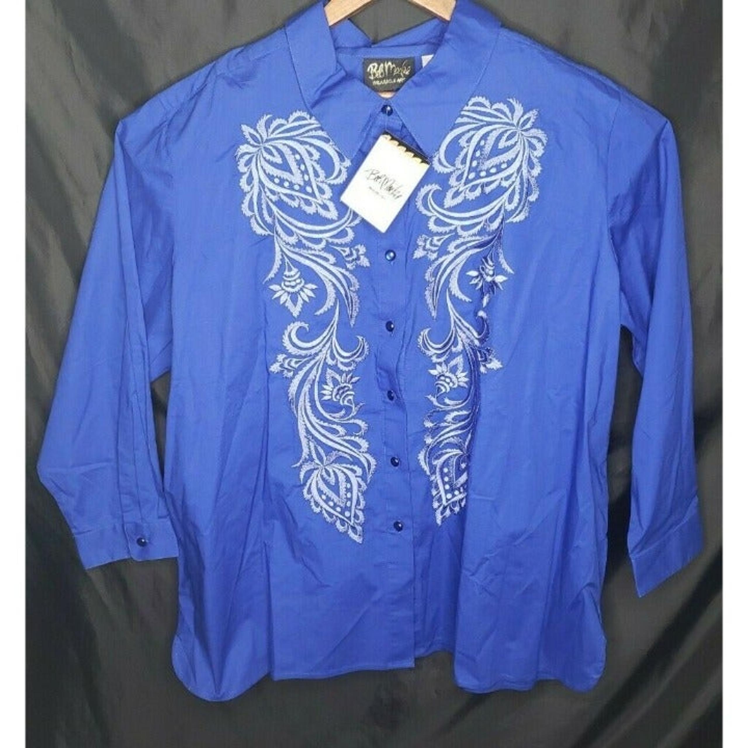 Bob Mackie Wearable Art New! Blue Shirt