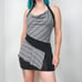 Vintage 90s/Y2K Black & White Striped Stretchy Cowl Neck Halter Top