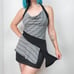 Vintage 90s/Y2K Black & White Striped Stretchy Cowl Neck Halter Top