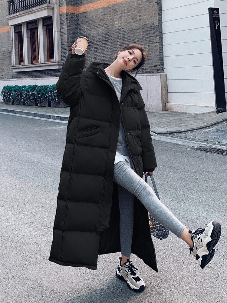 Solid Color Hooded Casual Windproof Thickened Warm Fashion Quality Classic White