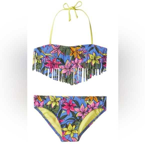 NWT Roxy Big Girls' Hot Tropics Fringe 2 Piece Set Size 16