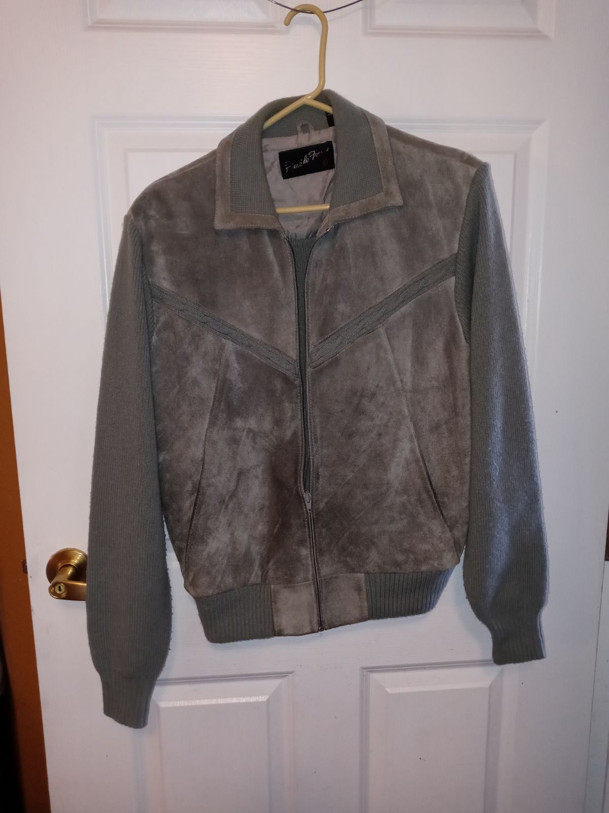 Vintage Suede Leather Jacket Sweater Coa
