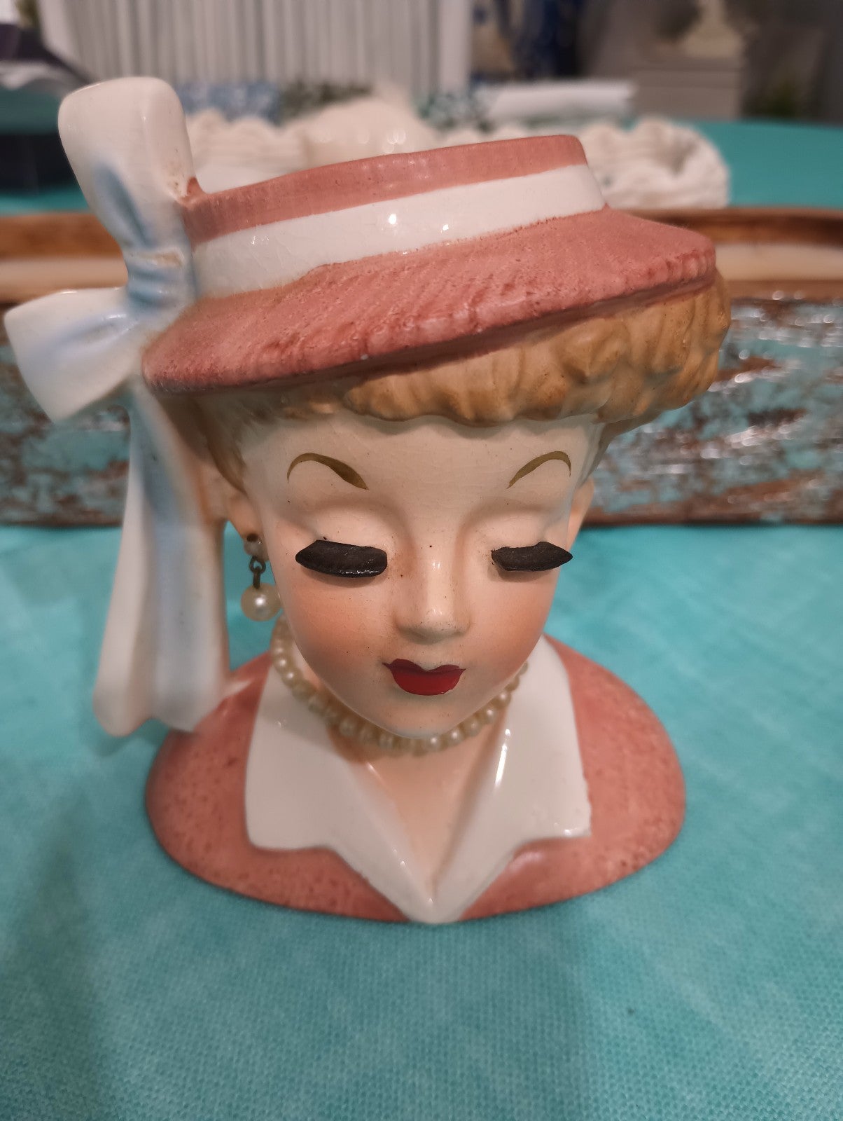 Vtg Lucy Lady Head Vase by Napco 1958
