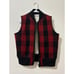 Madewell Vest Women's Size Medium Red Black Buffalo Check Plaid Wool Sherpa line