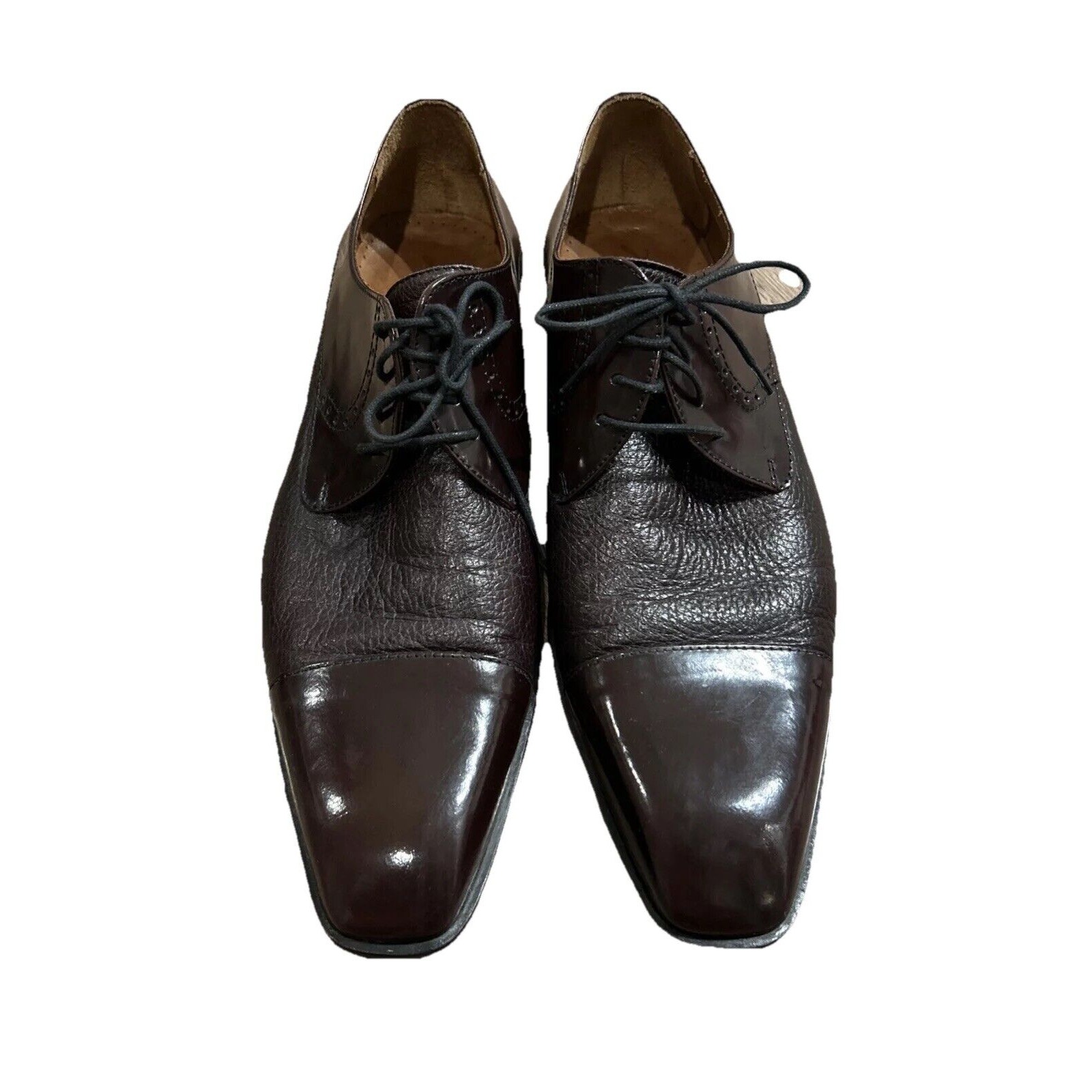 Cuoio Massimo Matteo Brown Cap Toe Men's Dress Shoes 10.5 Leather Italian