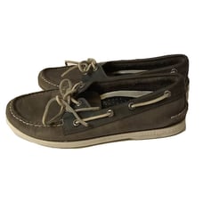 Sperry gray leather boat shoes topsiders nautical casual STS 10608 men size 8.5m