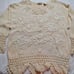 Vintage ARRIVISTE Floral Embroidered Beaded Sweater Womens Sz L Ivory Crochet
