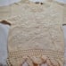 Vintage ARRIVISTE Floral Embroidered Beaded Sweater Womens Sz L Ivory Crochet