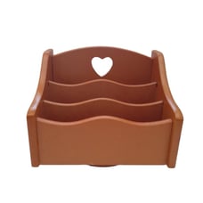 Wooden Turning Mail Accessories Holder Heart Cutout Swivel Desk Organizer