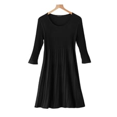 Eilleen Fisher Washable Wool Dress Black Scoop Neck Knitted Small Minimalist S