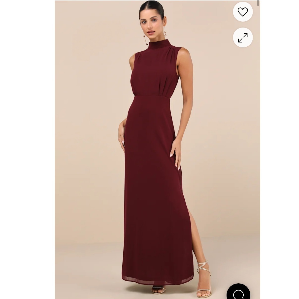 NWT Lulus Classic Elegance Plum Chiffon Sleeveless Mock Neck Maxi Dress XXS
