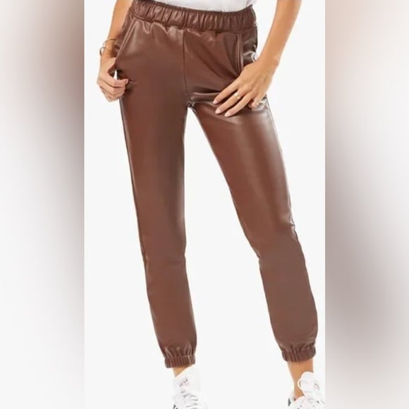 NWT WeWoreWhat Buttery Vegan Leather Joggers - Cacao