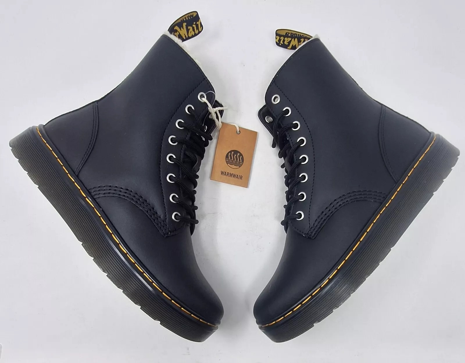 Dr Martens Leather Zavala Combat Boots Sherpa Lined Womens Size 9 Mens 8