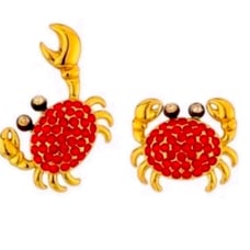 New Kate Spade Gold-Tone Pavé Crab Mismatch Stud Earrings