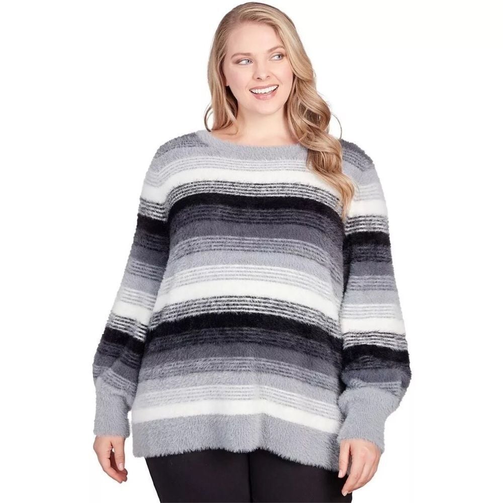Ruby Rd. Must Haves II Furry Eyelash Striped Sweater 2X