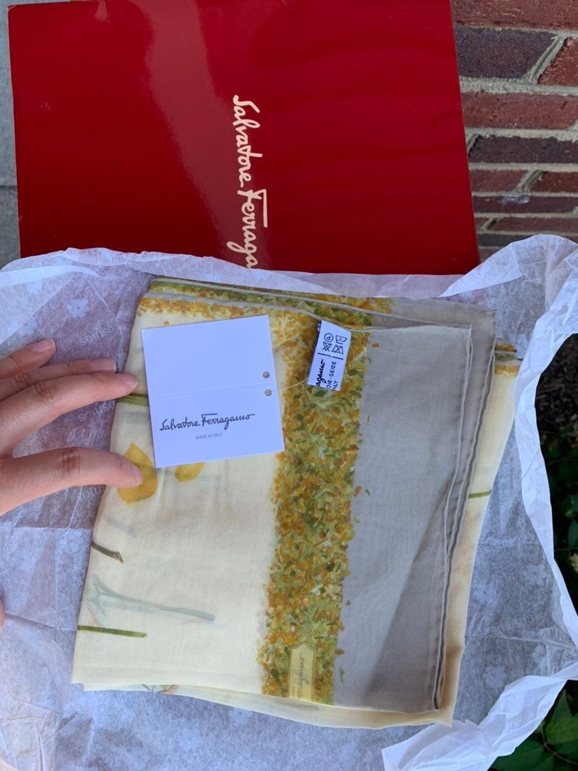 NWT Salvatore Ferragamo long silk scarf 16 *60