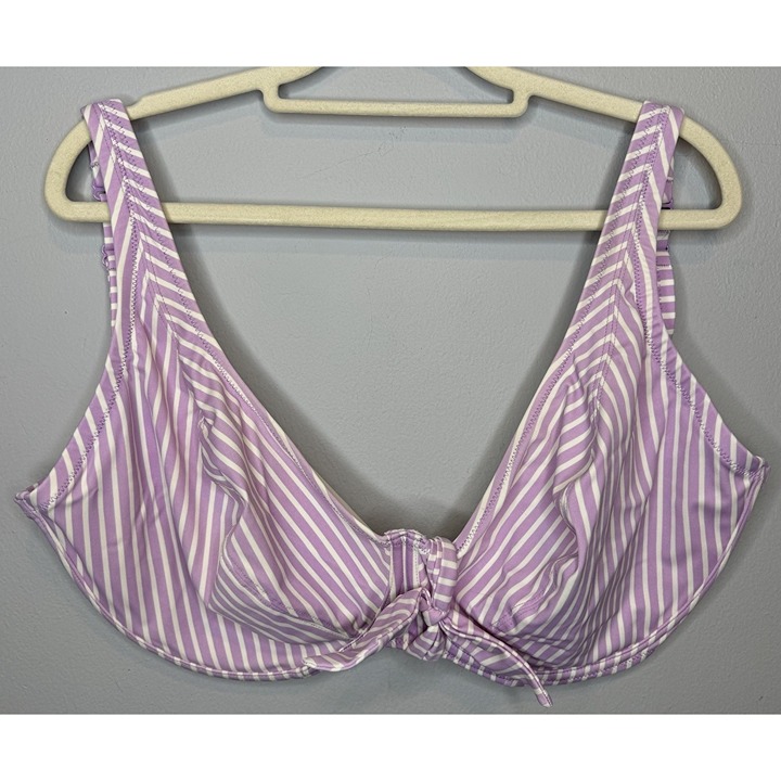 Freya 34L Swim Top Purple White Striped Women’s Bathing Suit Swimwear Resort