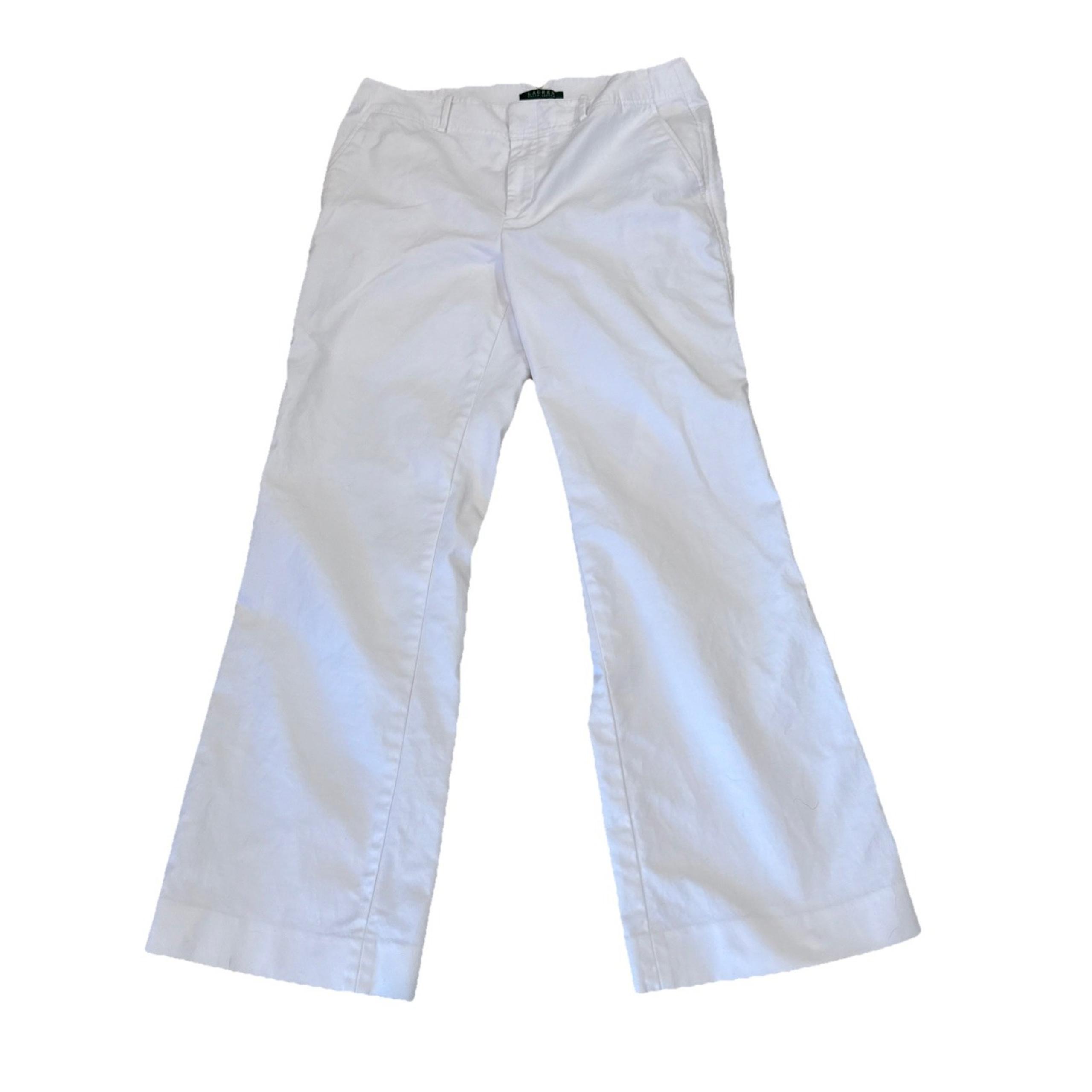 Lauren Ralph Lauren Pants Women's Size 12 Cotton Blend White Chino Wide Leg