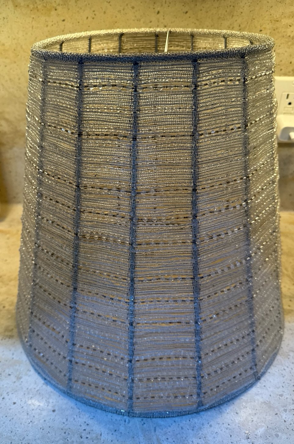 Pottery barn beaded crystal lamp shade large heavy