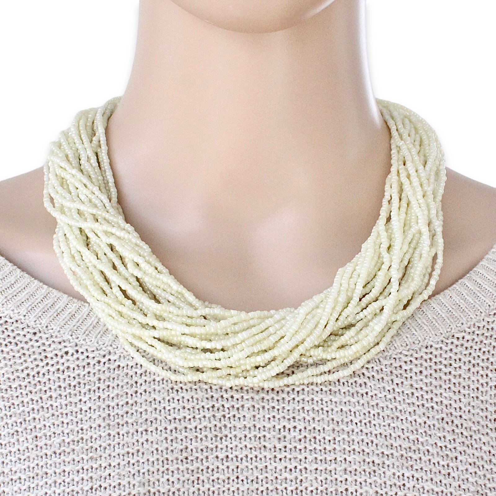 Vintage Catherine Noll or Gerda Lynggaard Monies Glass Seed Bead Necklace