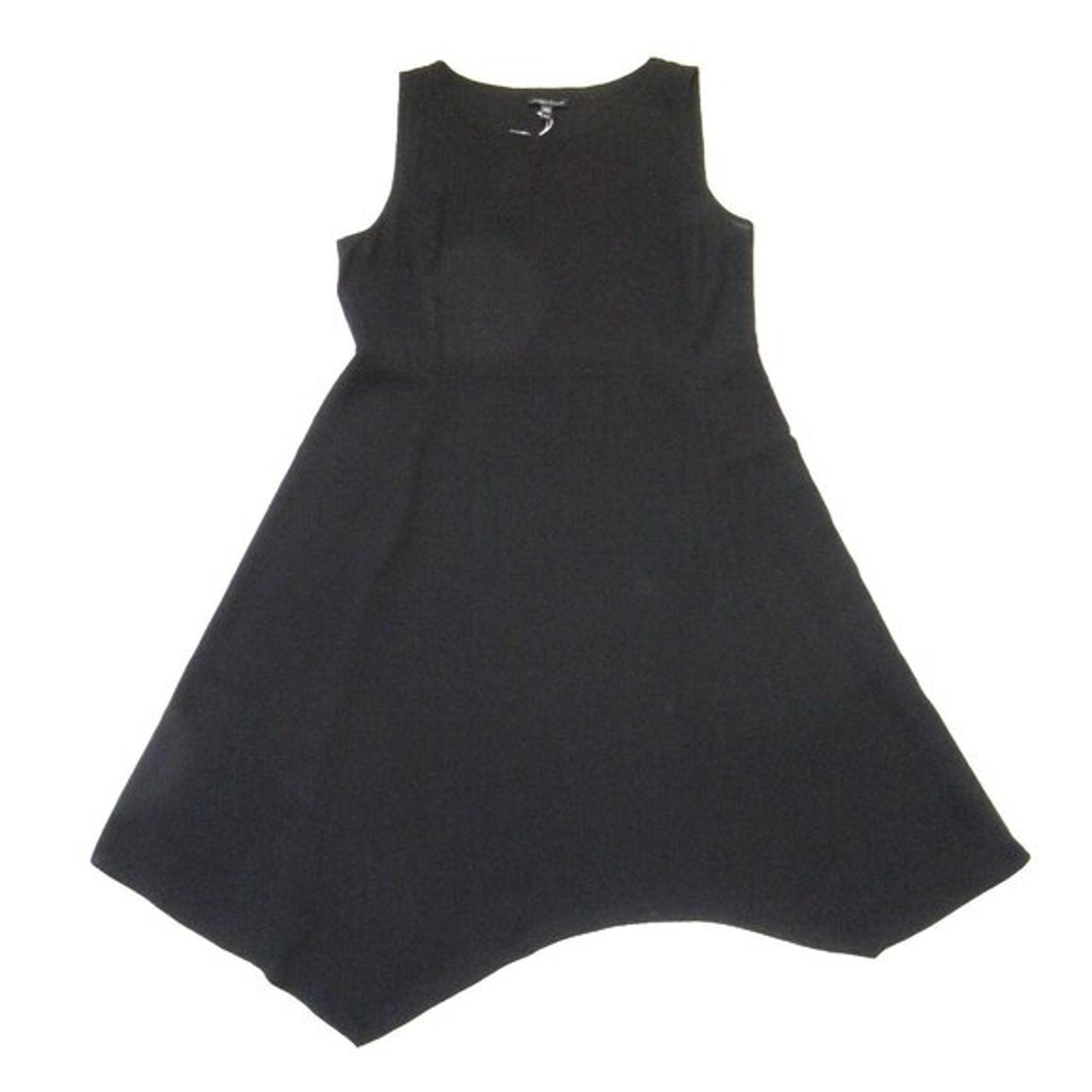 NWT Eileen Fisher Bateau Neck in Black Asymmetrical Silk Georgette Crepe Dress M
