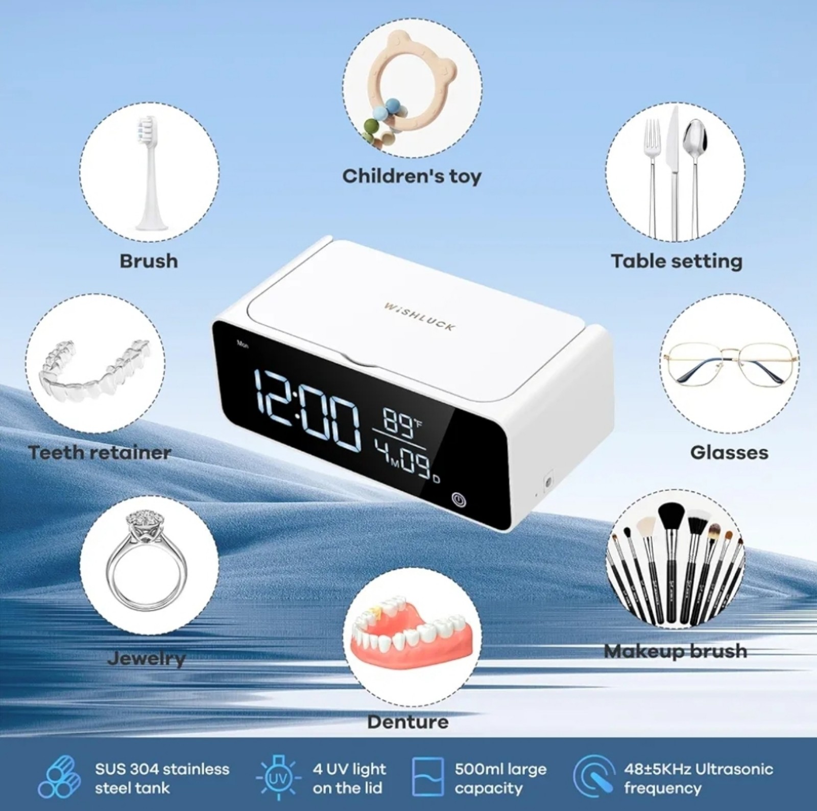 48kHz Professional Ultrasonic Cleaner, 500ml Ultrasonic Jewelry Cleaner Machine