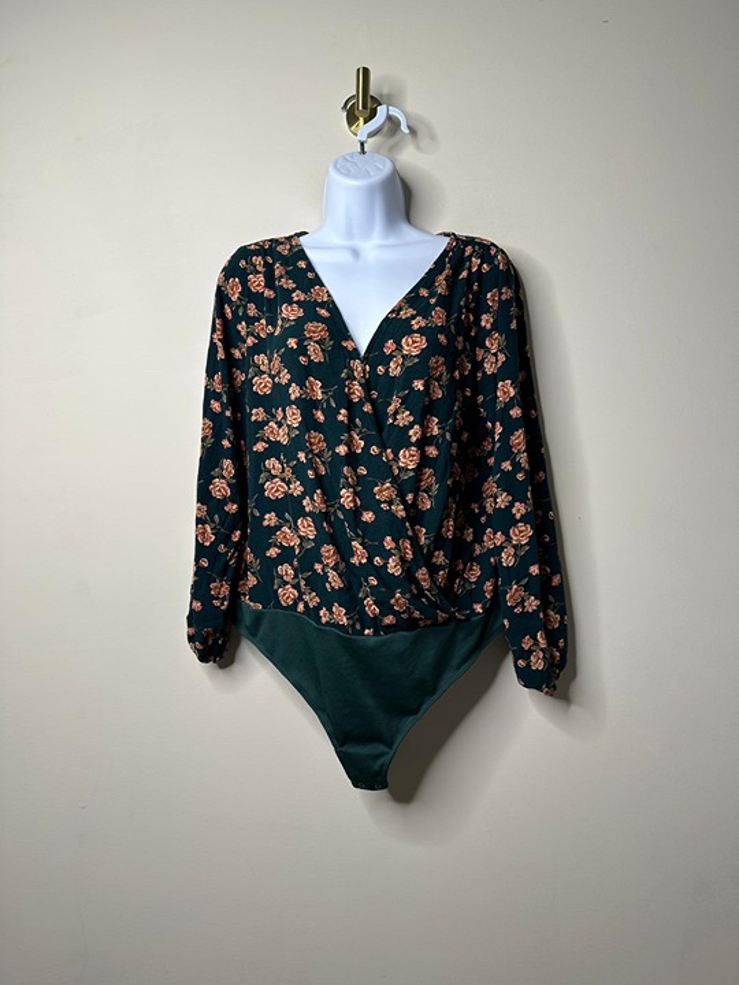 American Eagle Printed Long Sleeve Floral Bodysuit Women's Small