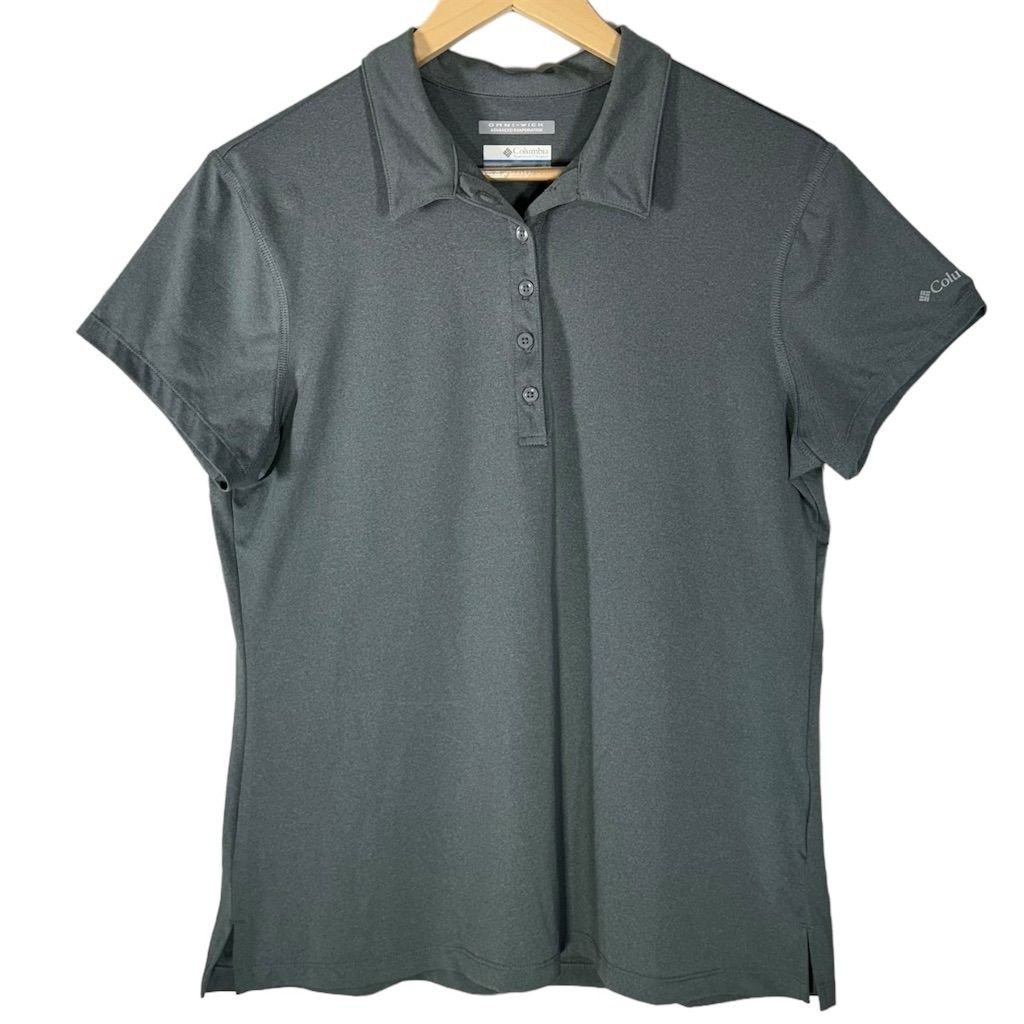 Columbia Women's Omni-Wick Polo Shirt Gray Size Large Short Sleeve