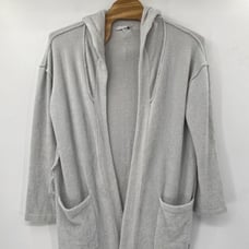 Barefoot Dreams CozyChic Lite Women's 3 Light Gray Ultra Soft Hooded Long Robe