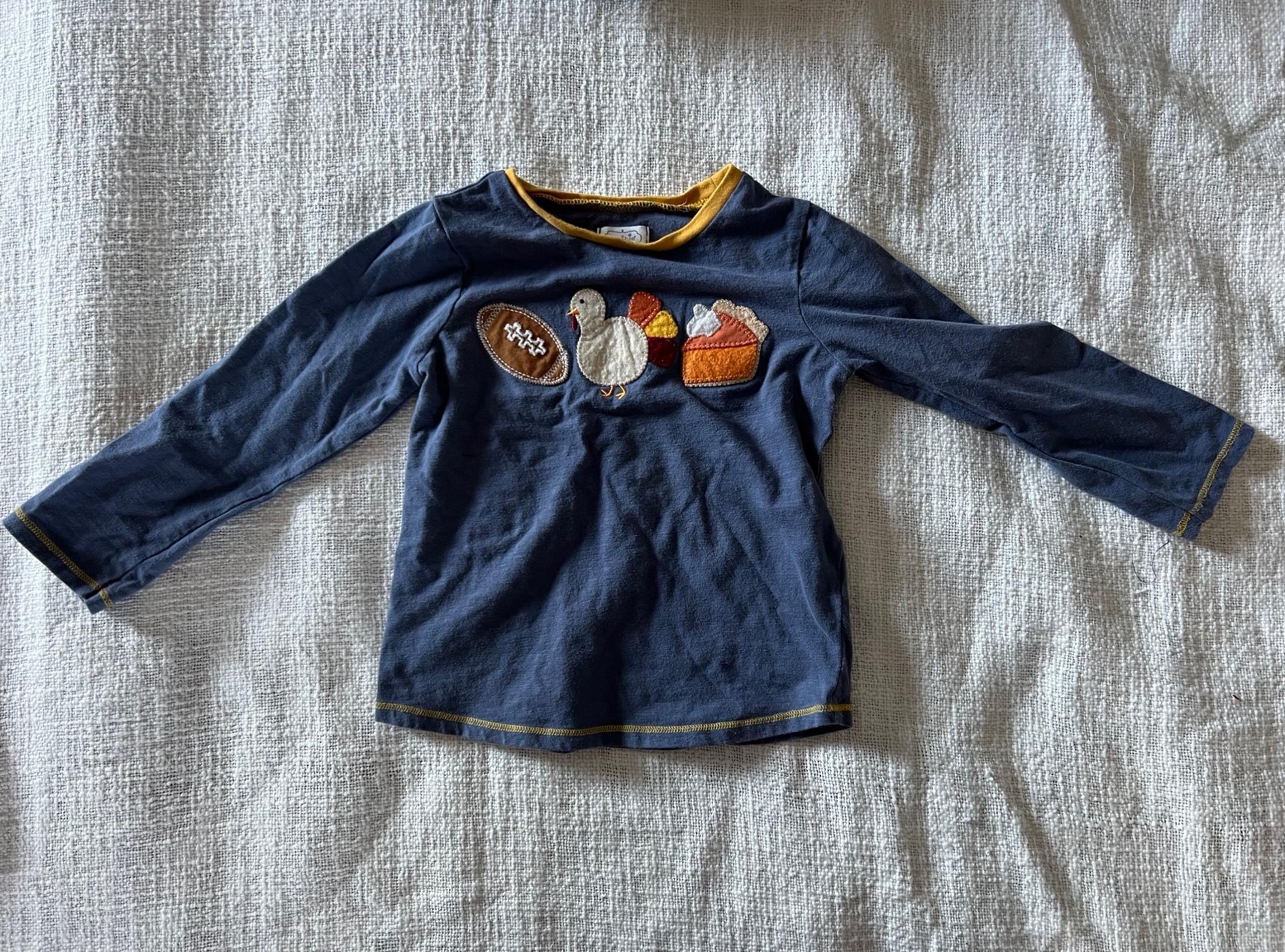 Mud Pie Baby Boy Thanksgiving turkey & football T-shirt Size 2/3T