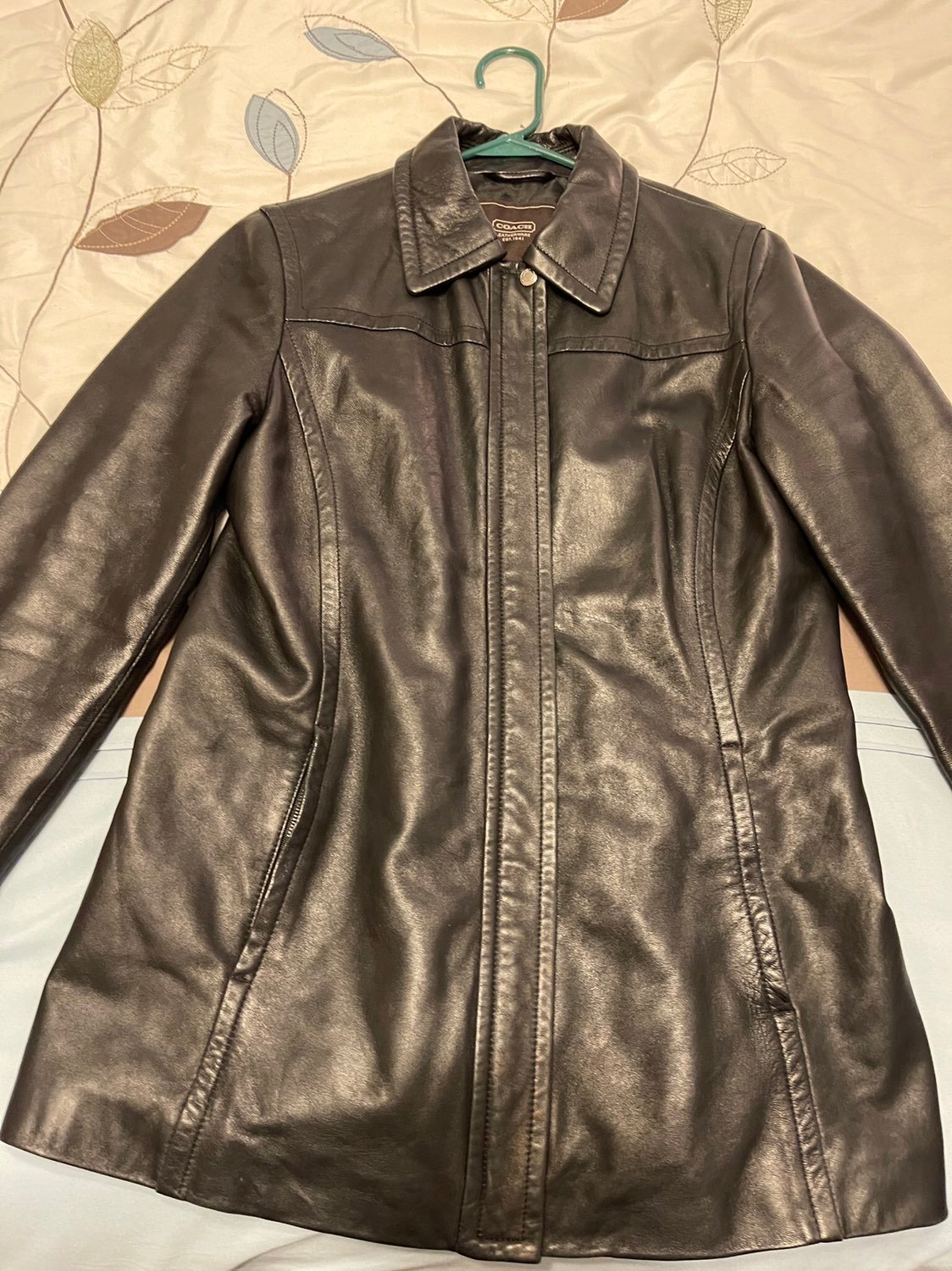 Coach leather jacket brown small