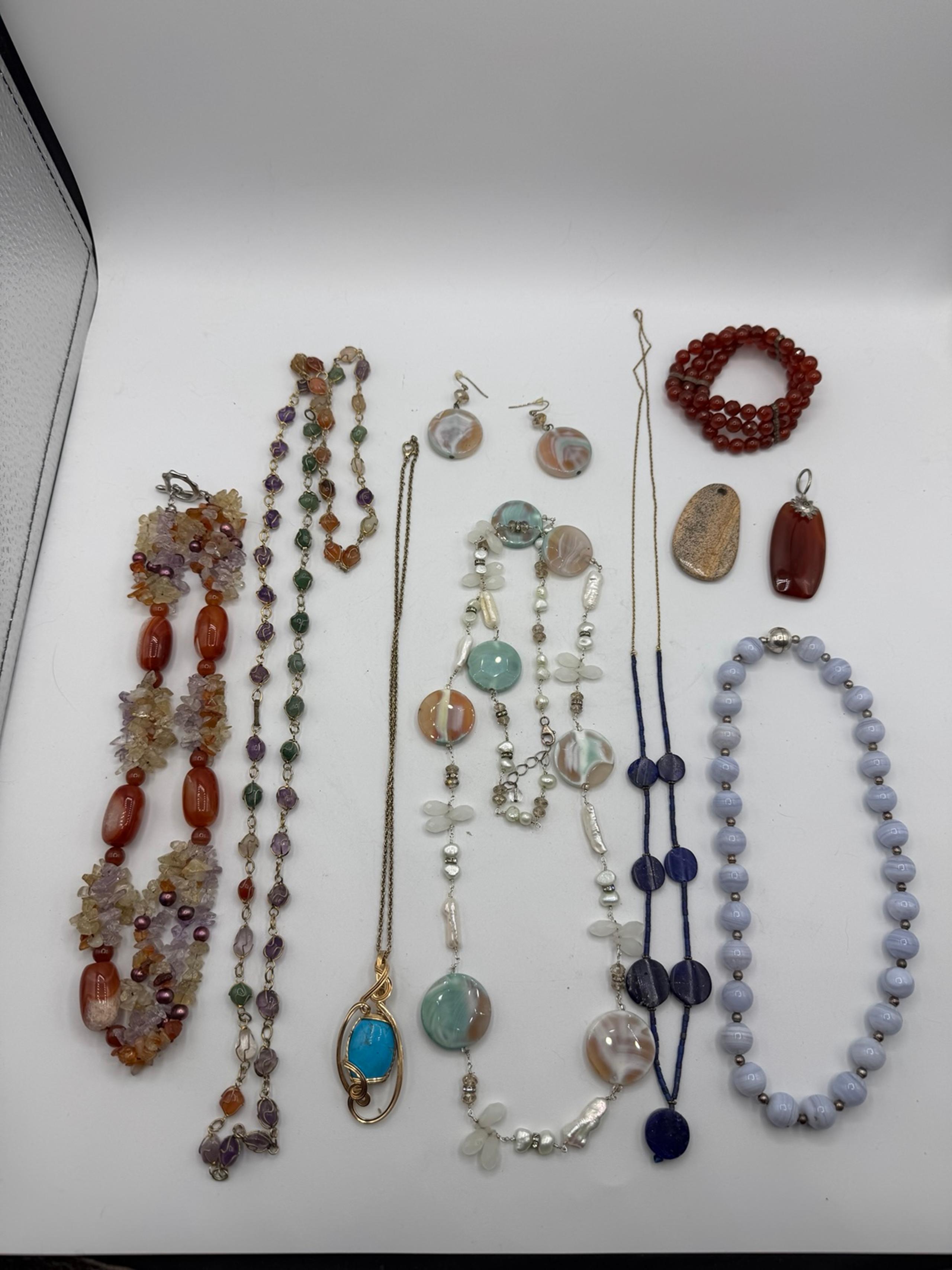 Vintage High-end Gemstone, Glass Jewelry Necklaces, Earrings, Pendants 925